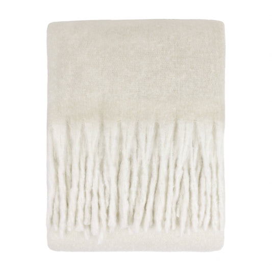 Cozy Woven Tasselled Throw - Ecru, 140 × 180cm