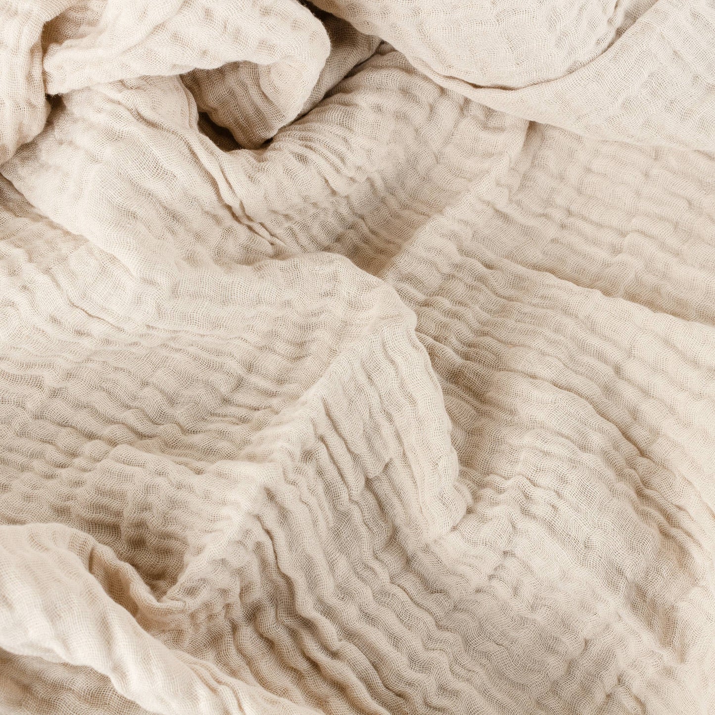 Lark Muslin Cotton Throw - Natural, 130 × 180cm