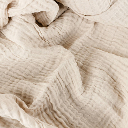 Lark Muslin Cotton Throw - Natural, 130 × 180cm
