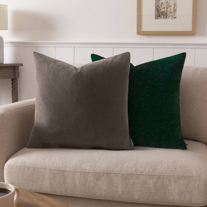 Sunningdale Velvet Cushion - Truffle, Feather Filled, 50 × 50cm