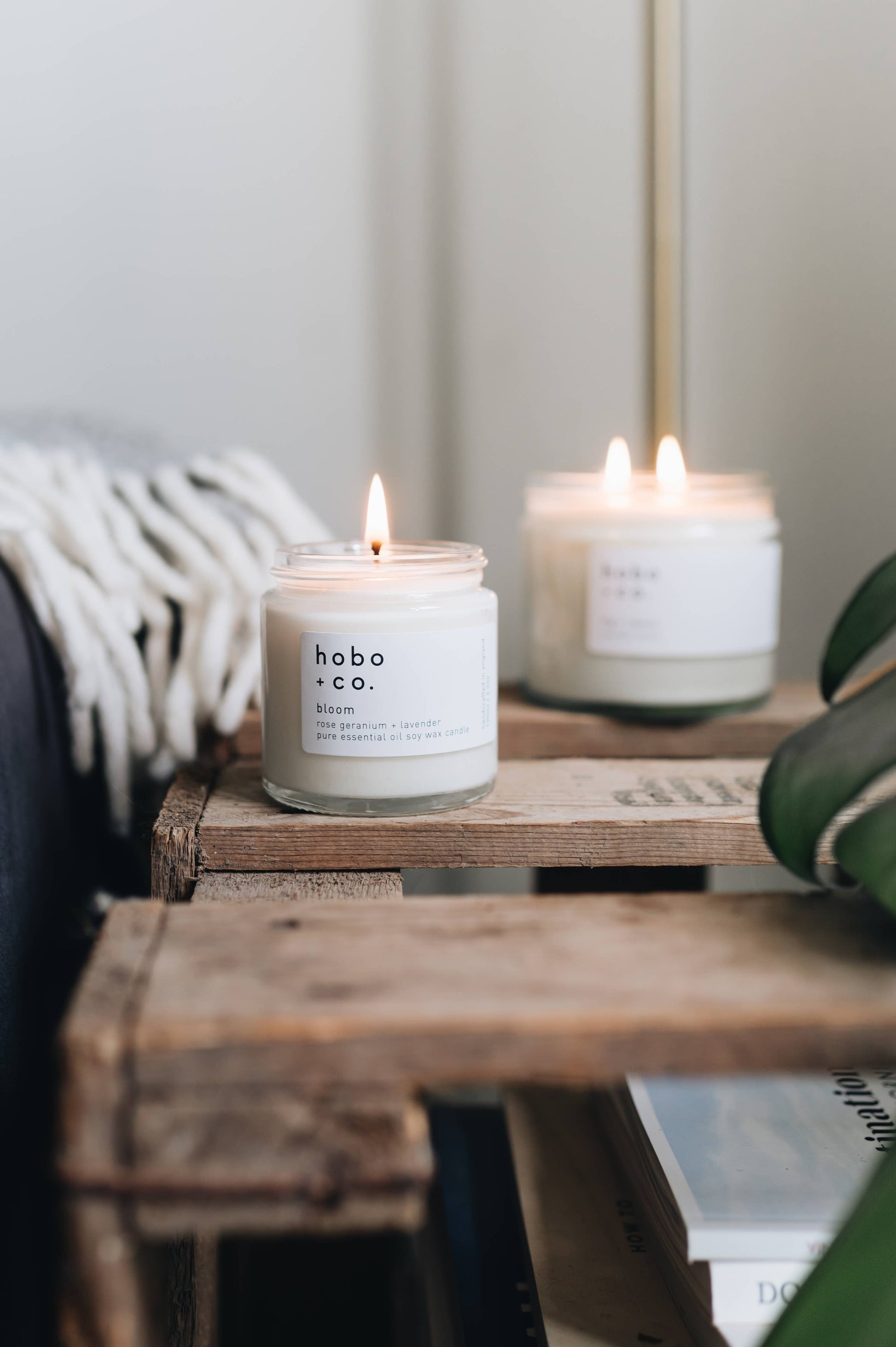 Bloom Rose Geranium & Lavender Essential Oil Soy Candle, 120ml